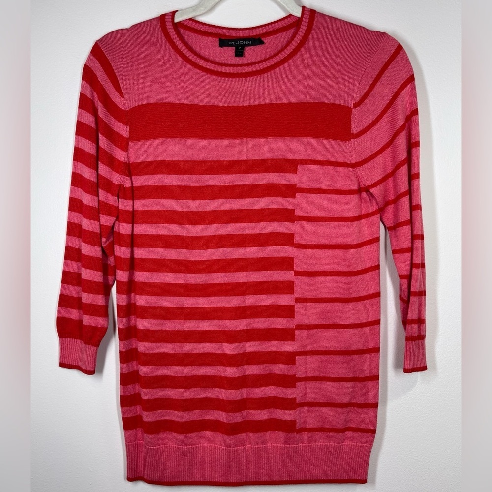 NWOT ST JOHN COLLECTION Women’s Striped Wool Cashmere Blend Top Size P (2)